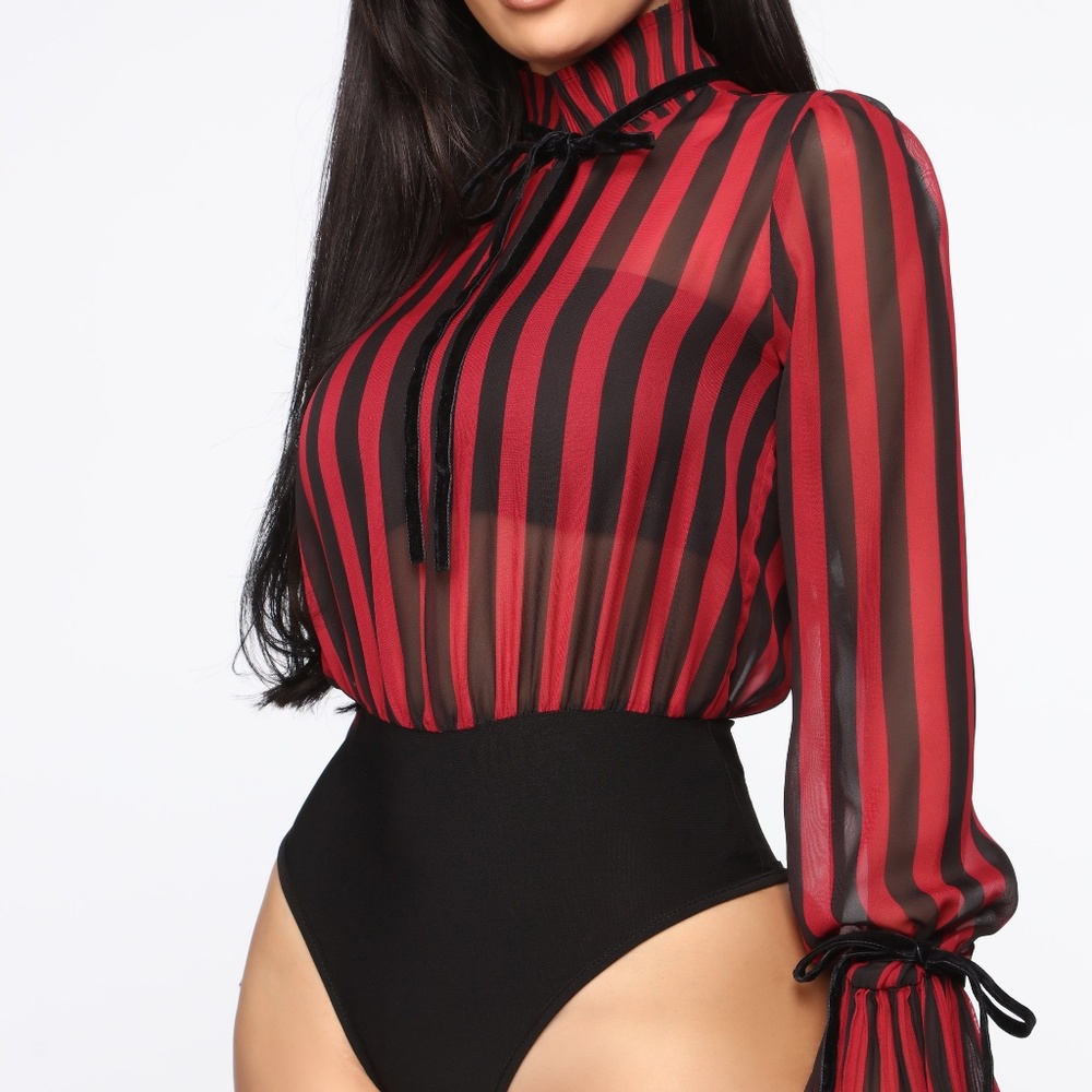 Burgundy/Black bodysuit